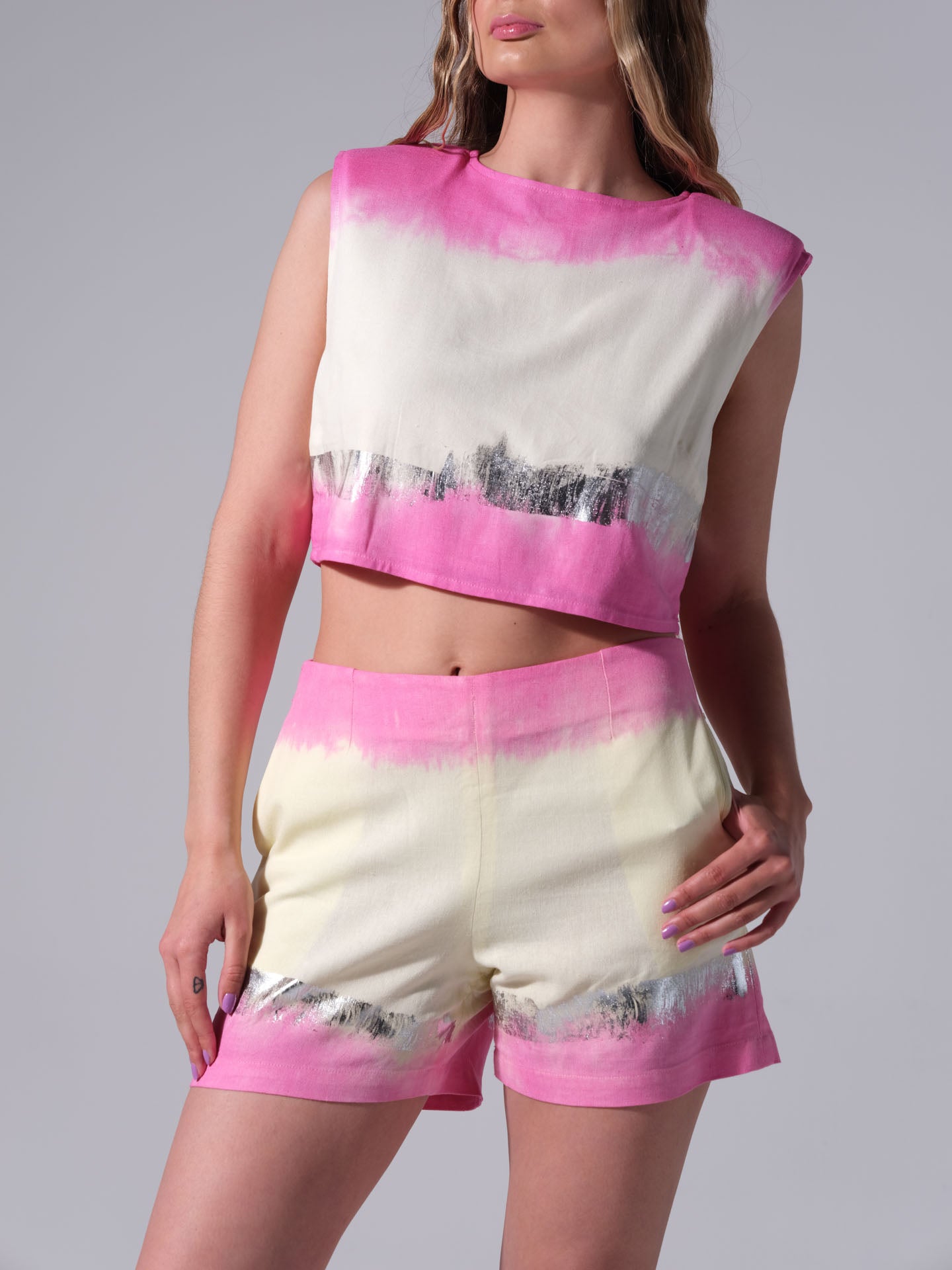 Conjunto de lino - Lámina rosa simple