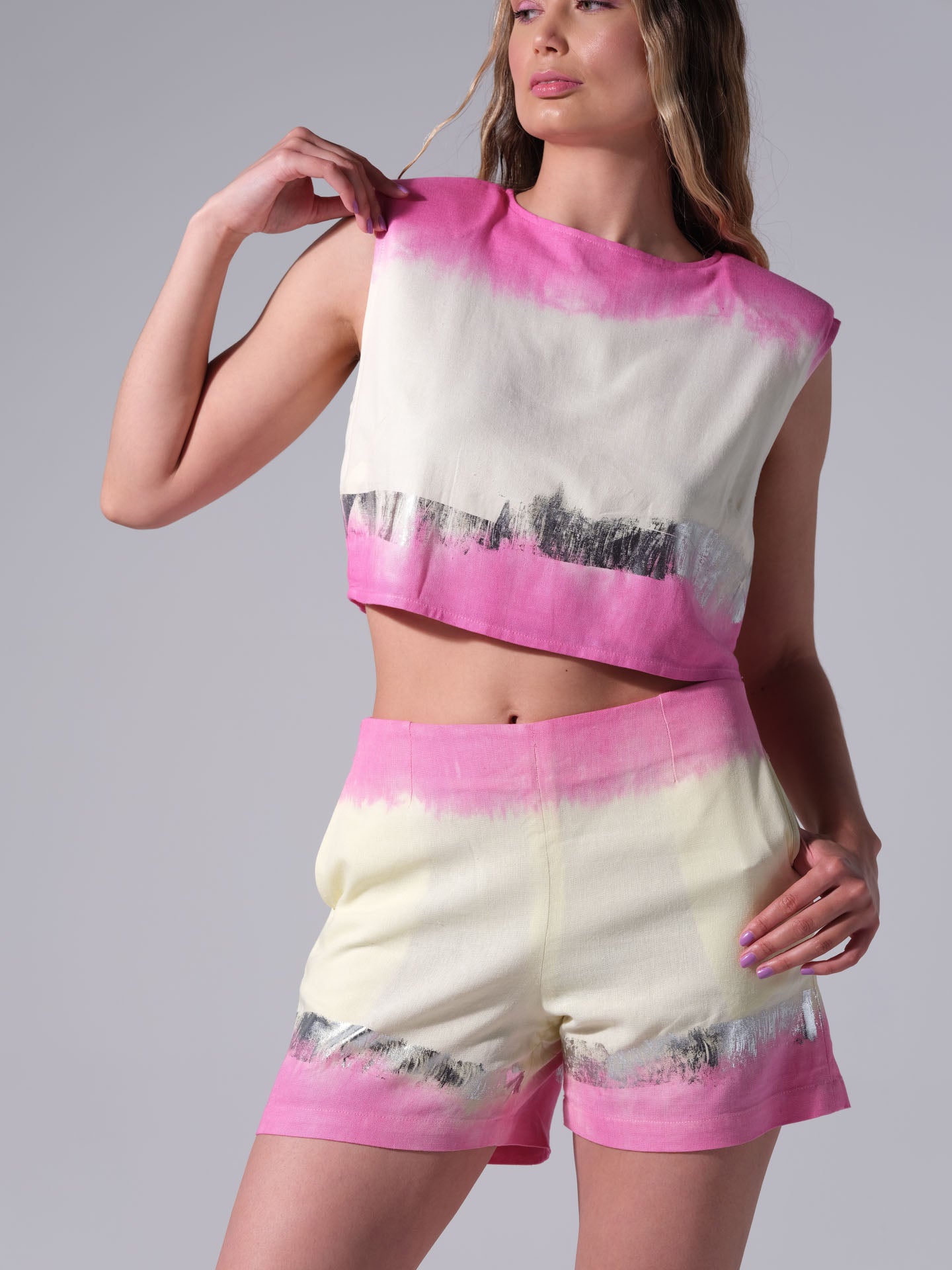 Conjunto de lino - Lámina rosa simple