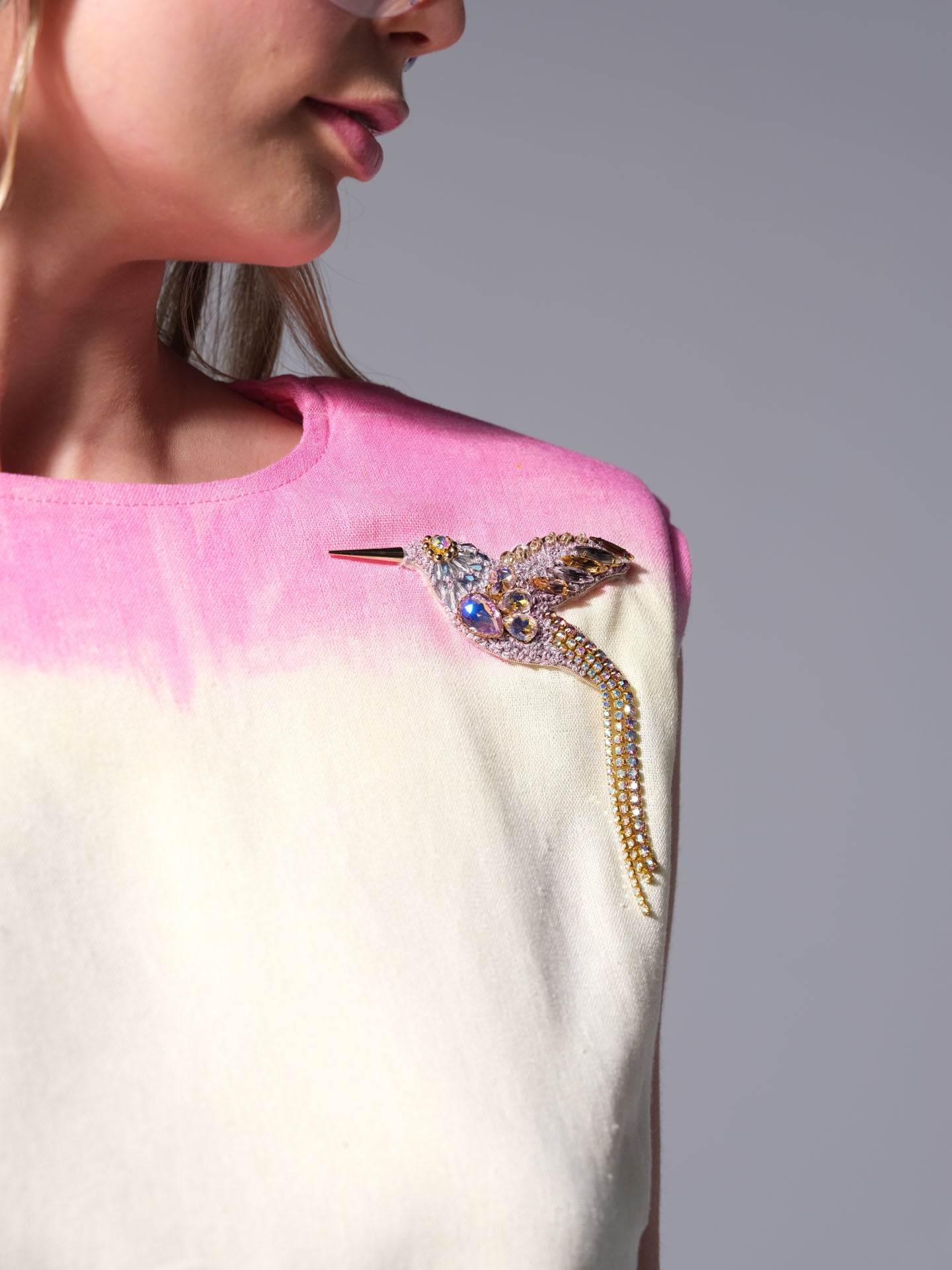 Conjunto de lino - Swarovski Hummingbird