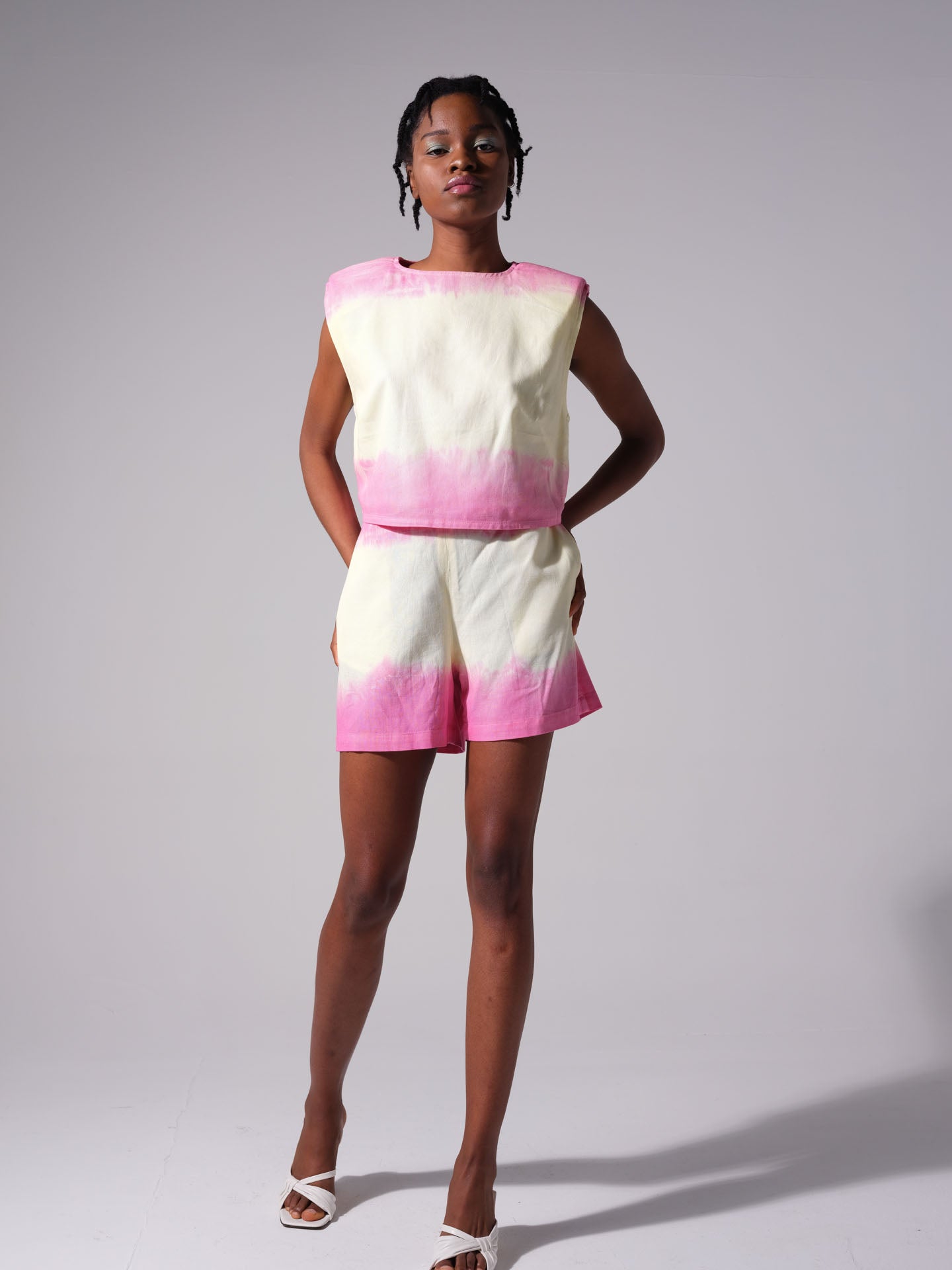 Conjunto de lino - Rosa simple