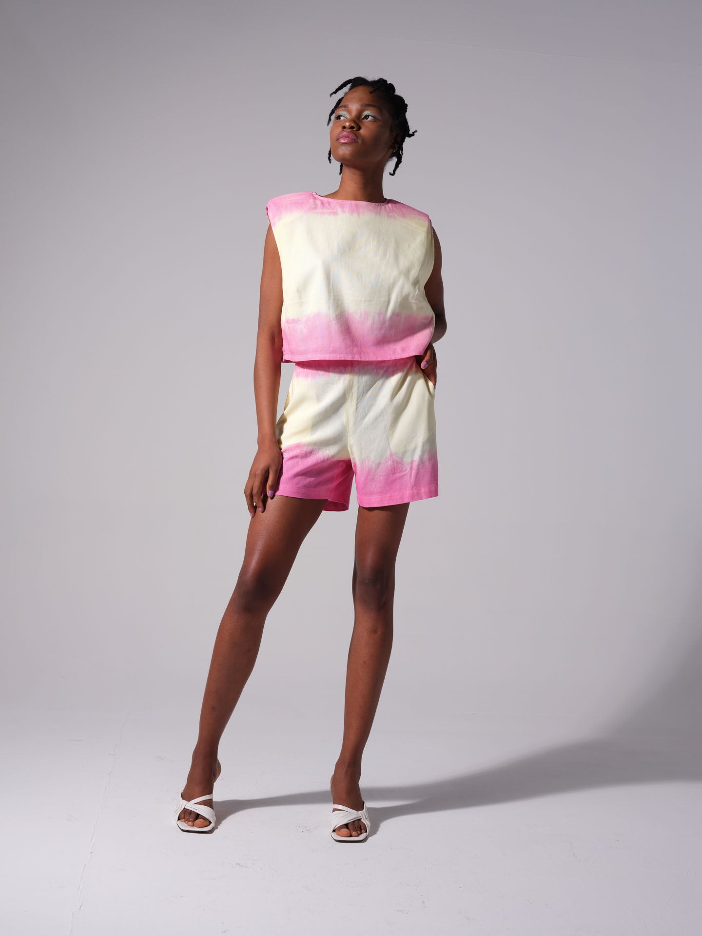 Conjunto de lino - Rosa simple